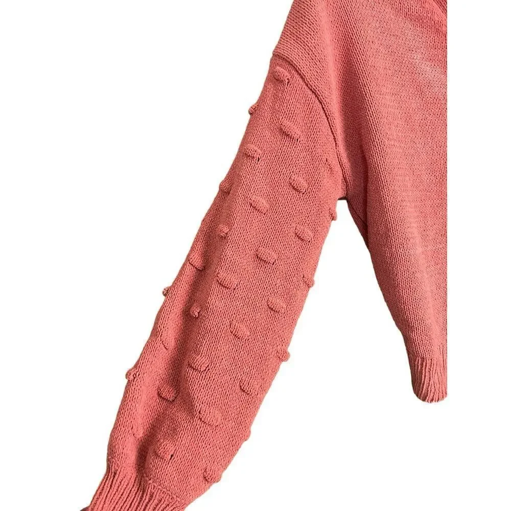 Moon & Madison Cardigan Sweater Size M V-Neck Mauve Pink Textured Button Down - Picture 7 of 9